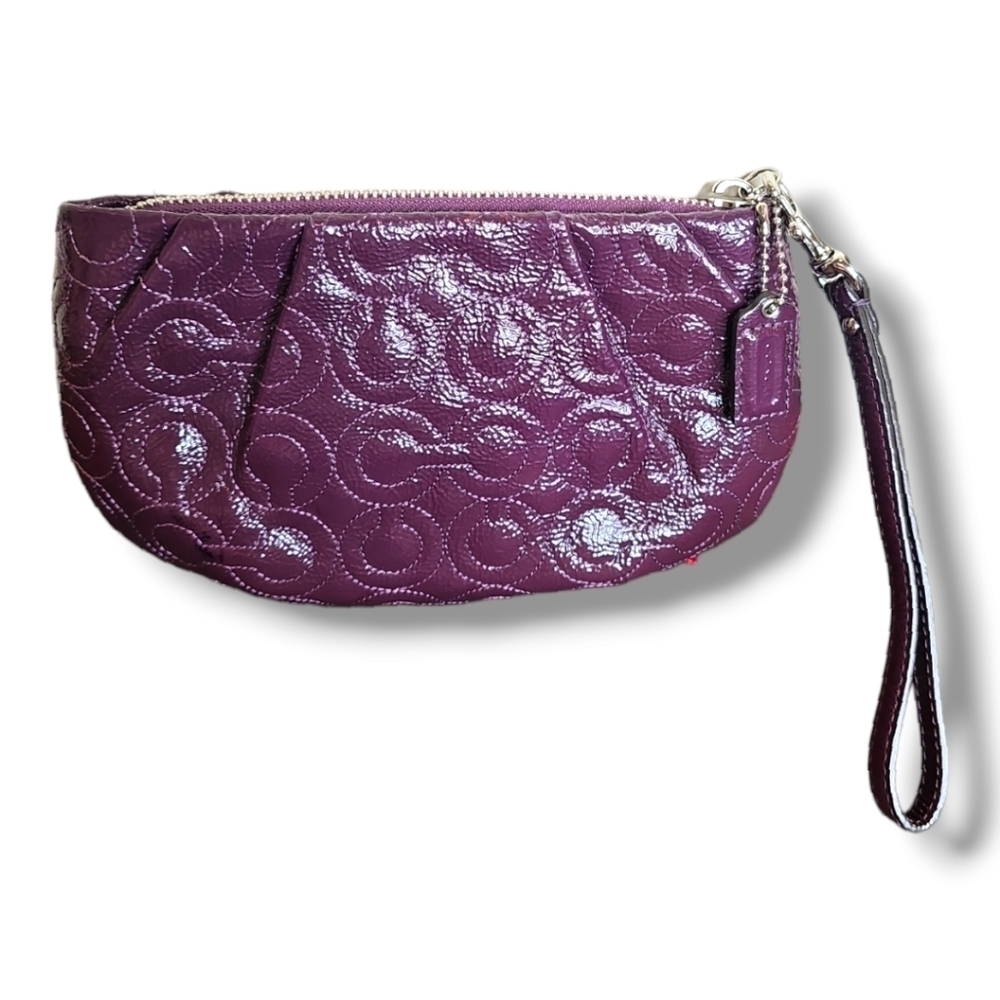Coach Plumb Parent Leather "C" Pattern Wristlet - Os